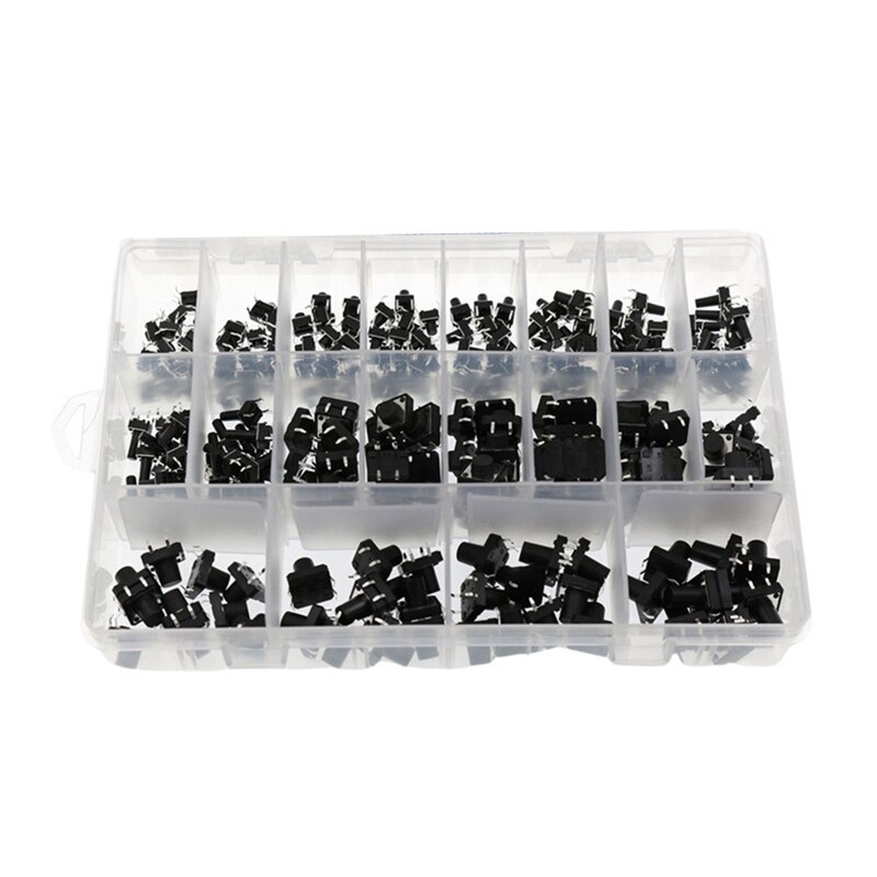 250Stck 4Stifte taktil drücken Taste schalten Mikro momentan Takt drücken Taste Schalter 20 Werte 6x6mm und 12X12mm Sortiment N0PB