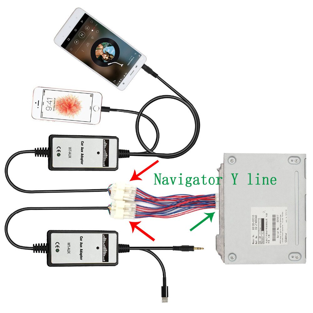 Auto CD MP3 Speler Splitter/Y kabel Retentie Y Harnas Interface Aux Adapter Y-Kabel Fit voor Toyota (5 + 7) camry connector QX995