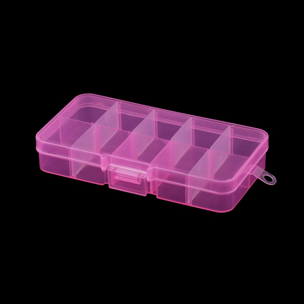 10 Slots Adjustable Clear Plastic Rectangle Storage Box Case Holder Craft Organizer Beads Jewelry Container For Jewelry Storage: Gold