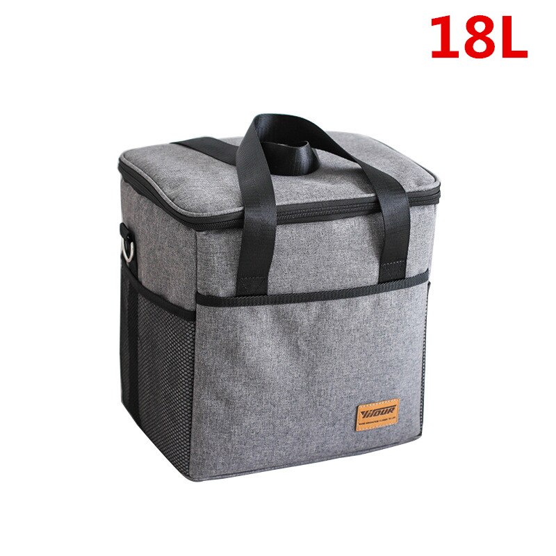 Extra Grote Geïsoleerde Koeltas Mannen Dikker Thermische Ijs Pack Weekend Picknick Voedsel Bier Opslag Container Koelkast Zakje Doos: 18L-Gray