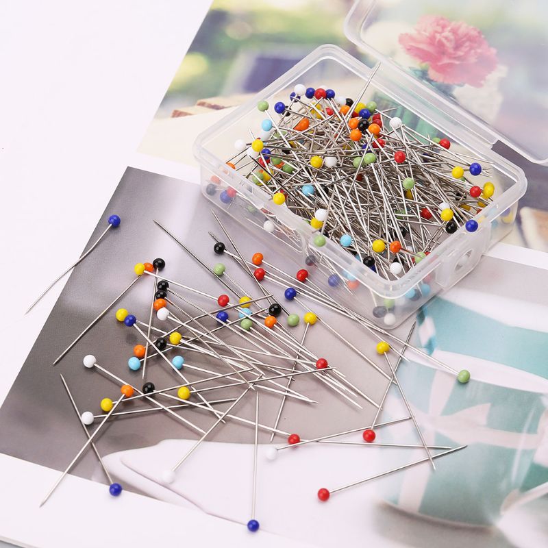 250pcs Round Glass Ball Head Pins DIY Quilting Tool Sewing Accessories School Office Stationery
