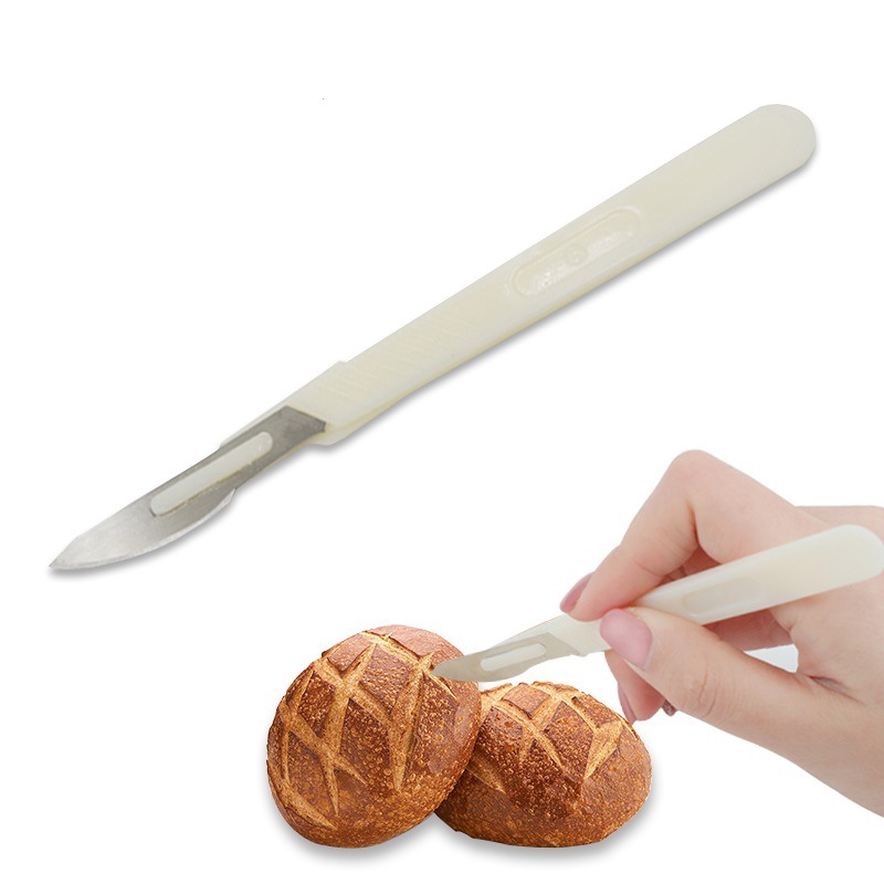 Cuchillo de corte de pan Baguette, herramienta práctica europea de curva de pan, cortador de pastelería con hoja de acero de carbono, vástago PP