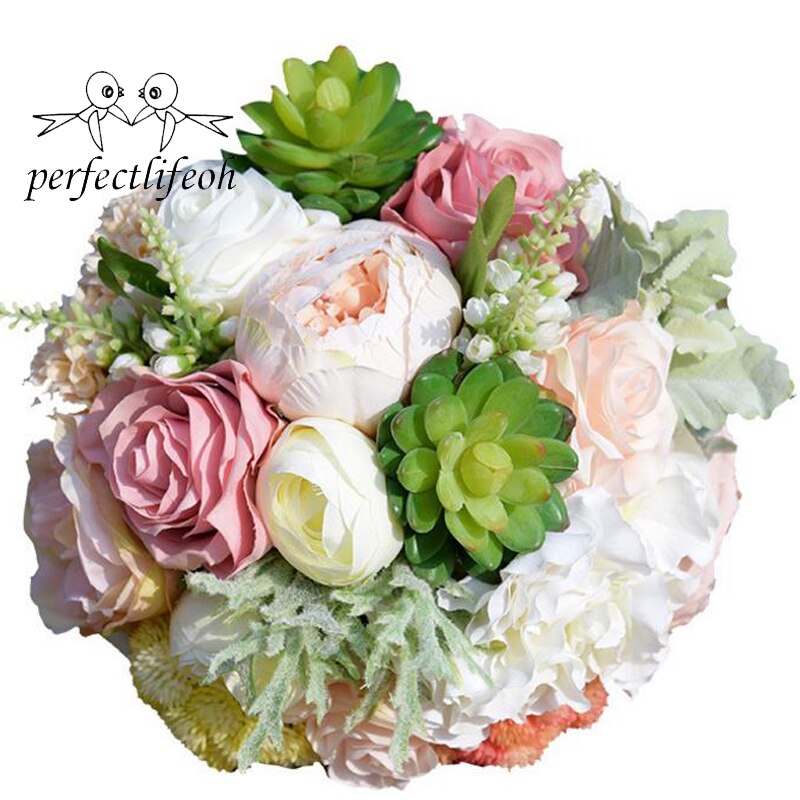 perfectlifeoh Wedding Bouquet Romantic Bridal Bouquet Succulent Plants Bouquet Chic Wedding Flowers Silk Flowers