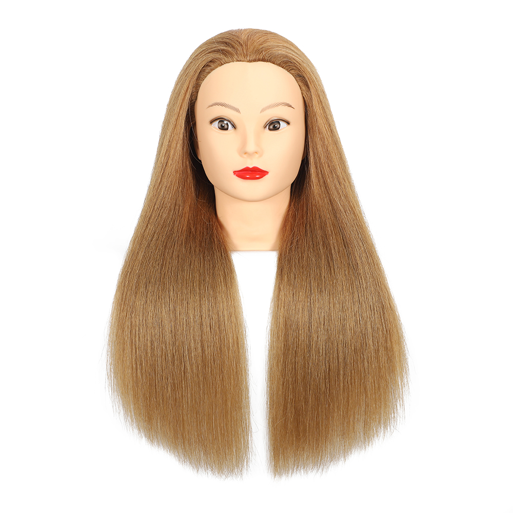 Human Hair Doll Head For Hairstyle Training Head Kit Mannequin Head Styling To Practice Curl Iron: Beige