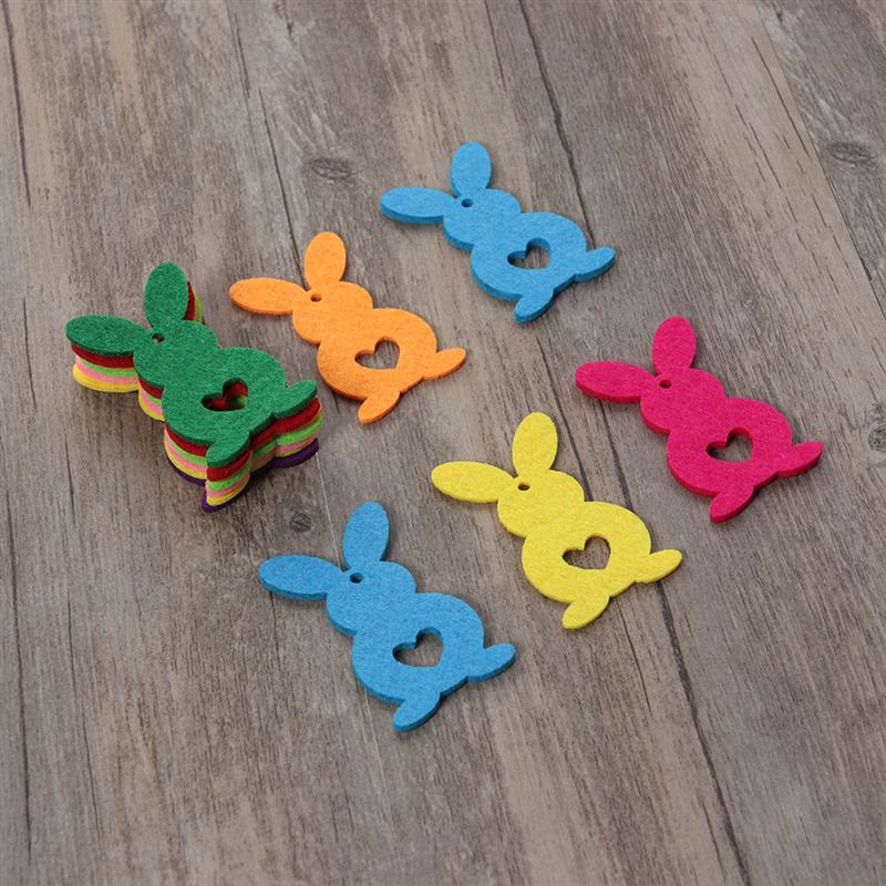 Décor de lapin de pâques non tissé 10 pièces, mignon et pour sac vêtements (couleur mixte)