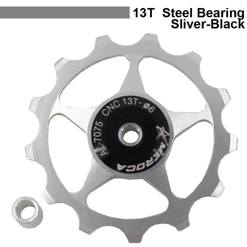 MEROCA MTB Bike 13T Alloy Jockey Wheel multicolour Bicycle Rear Derailleur Guide Pulley Steel Bearing