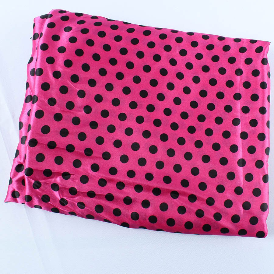 10mm polka dot printed Satin fabric Dress Linings Making 150cm wide by meter: RoseRed (background)