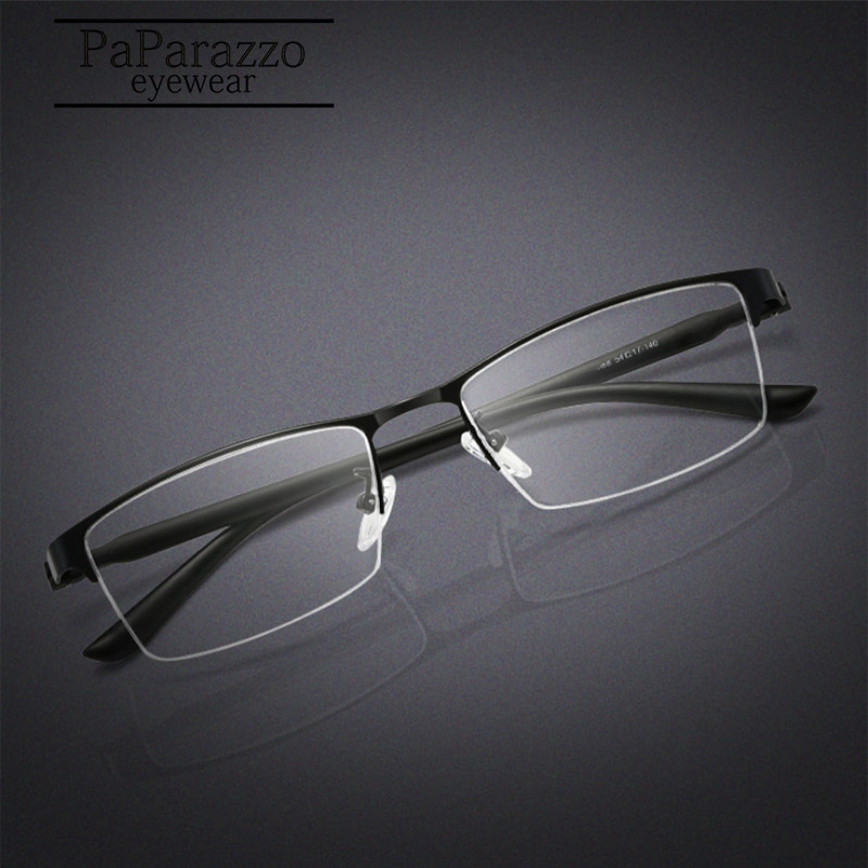Ultralight Titanium Alloy Myopia Men Glasses Frame Superelastic TR90 Leg Prescription Grade Eyeglass Business Eyewear Half Frame