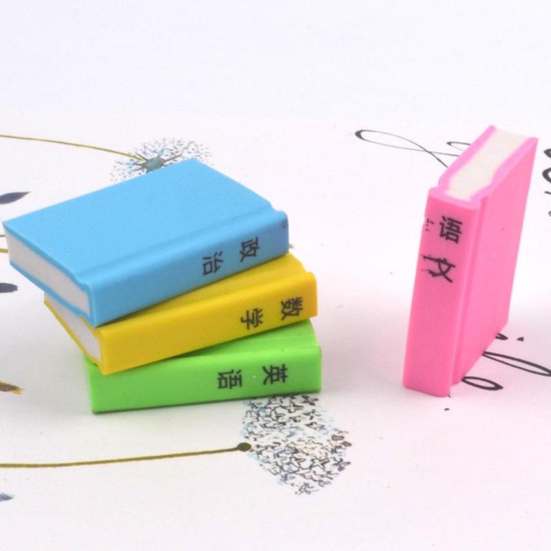 1pcs Cute Cartoon Textbook Rubber Book Eraser Pencil Kids Learning Erasers Material Stationery Escolar Student Gif E8U6