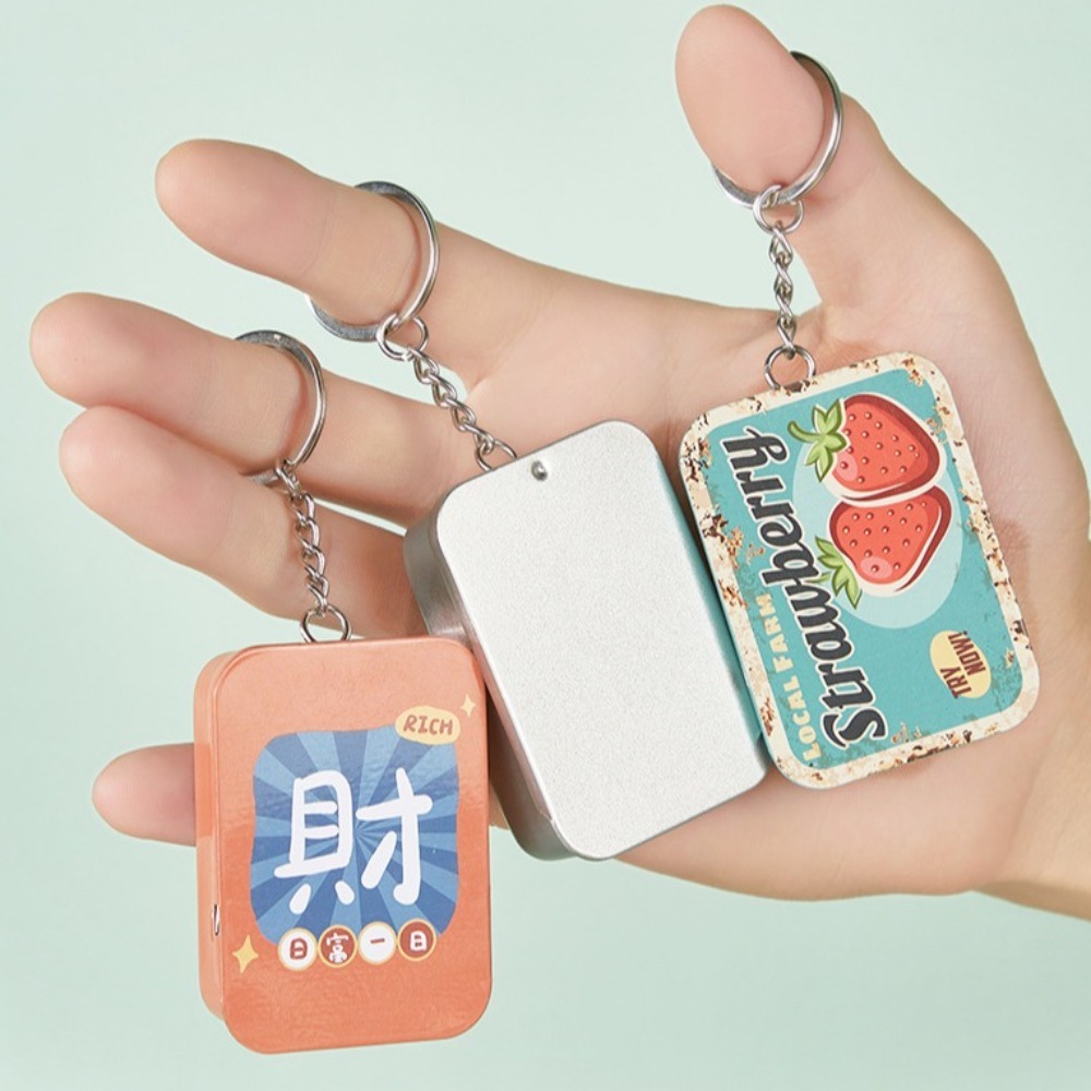 Met sleutelhanger Push-Pull blikken doos met schuifdeksels DIY opbergdoos Multifunctionele meerdere stijlen Metalen doos Schoolbenodigdheden