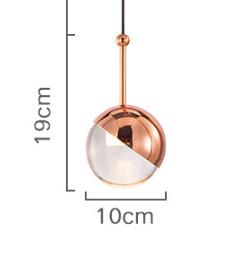 Nordisk rosa guld glaskugle pendel lys gang stue sengebord middag decro led lysarmaturer: Rose guld farve / Køligt lys