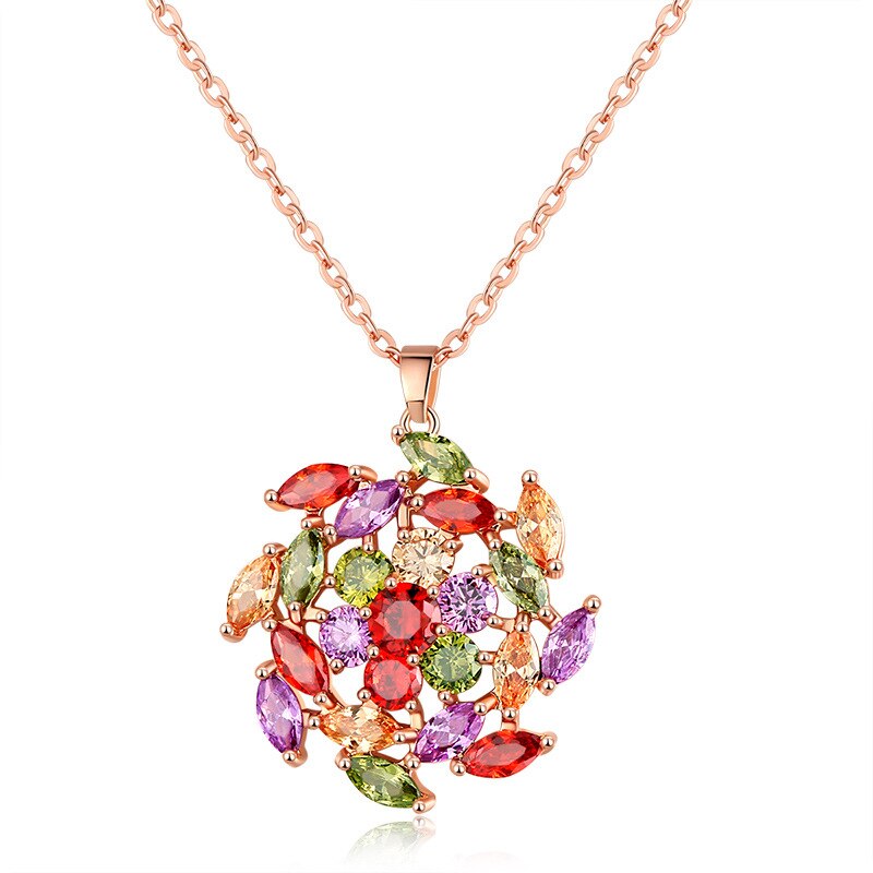 Multicolore zircone pendentif collier de chaîne pull pendentif collier pour les femmes coloré soleil fleur bijoux: Type 3