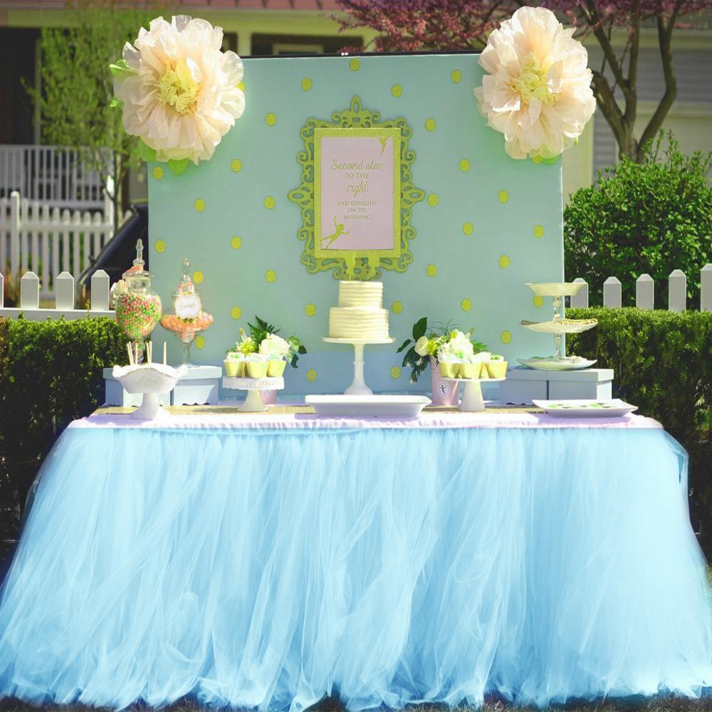 Färgglad bordskjol tyll duk för bröllop festival fest dekoration baby shower fest bord sockel hem textil