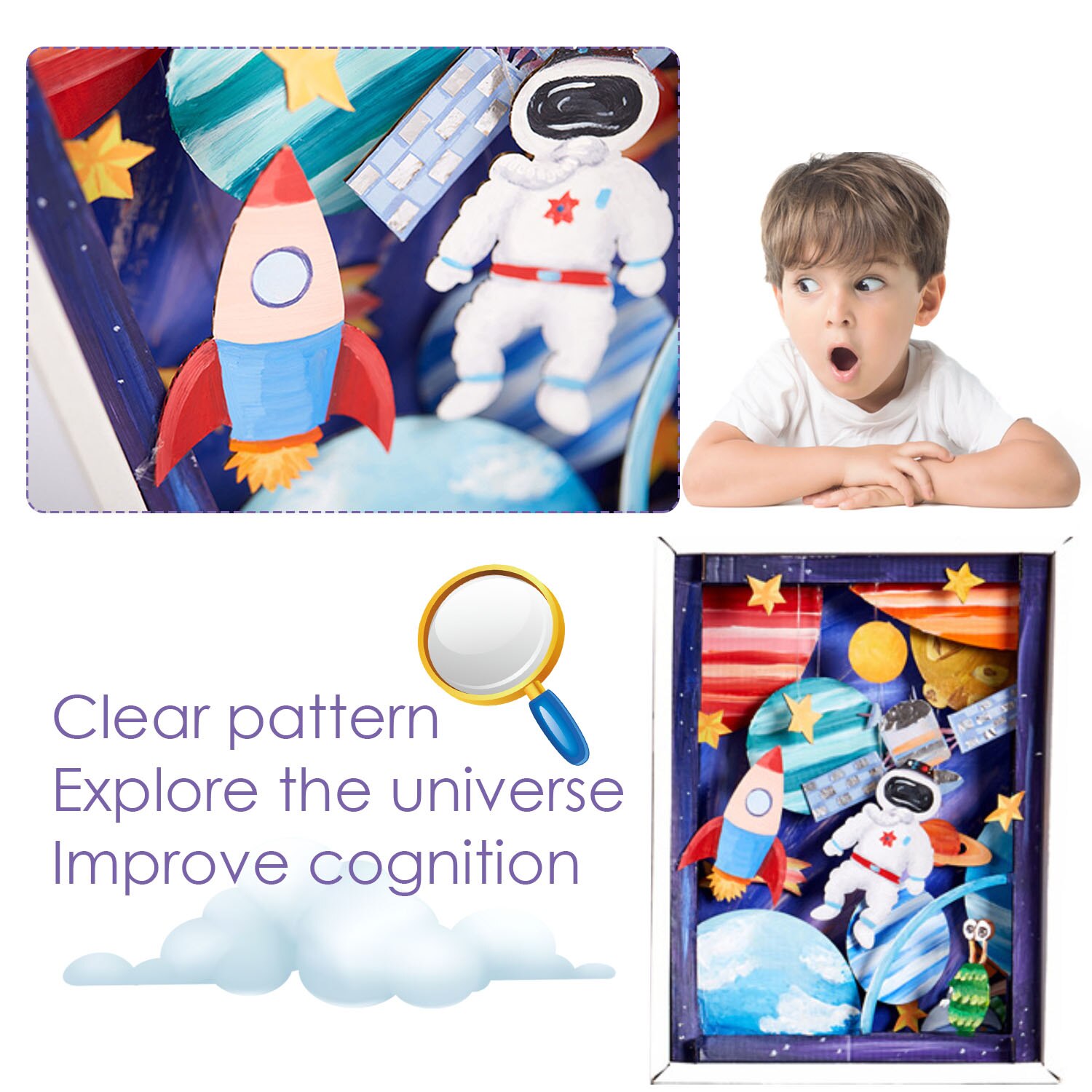 Kids DIY Craft Kit Funny 3D Assemble Painting Photo Frame Mini Museum Kit for Boys Girls Birthday Christmas Year