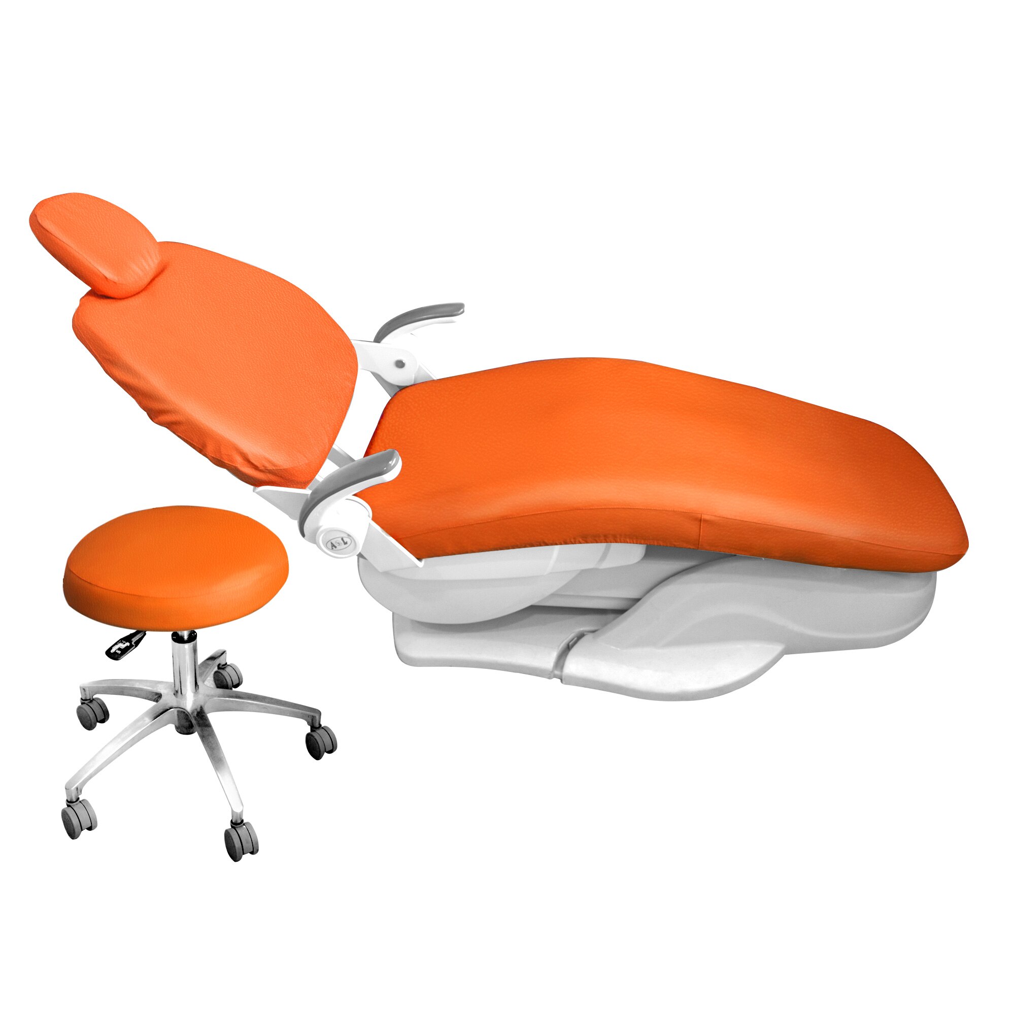 Dental PU Leather Unit Dental Chair Seat Cover Chair Cover Elastic Waterproof Protective Case Protector Dentist Equipment 1 Set: Orange