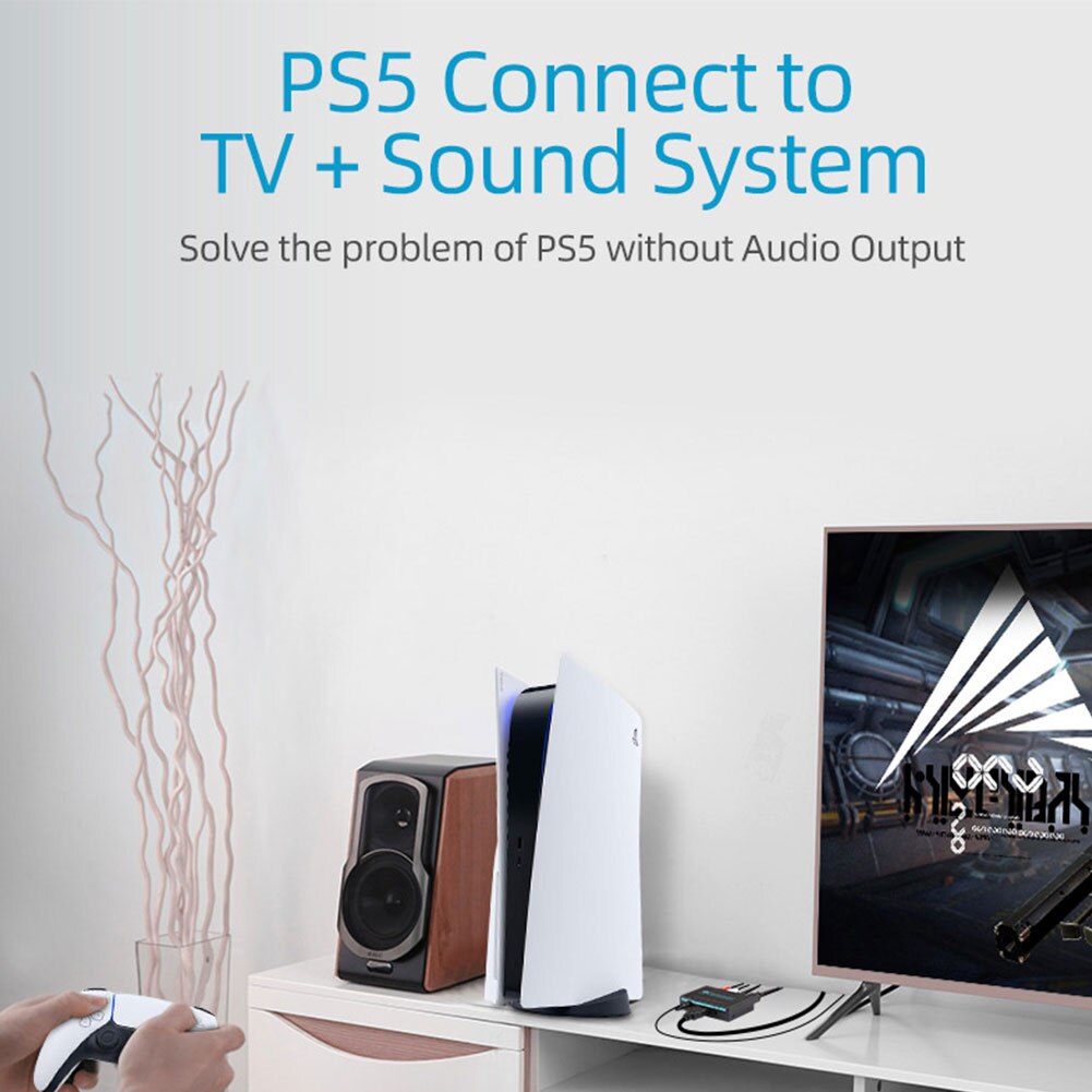 4K Easy Use SPDIF Fiber Portable Teaching Analog Output Theater Converter L/R Stereo Small HD 60FPS Audio Extractor Splitter