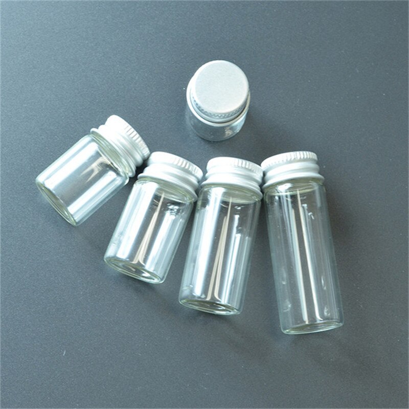 Krukker håndværk glasflasker med aluminiumshætte flydende flasker tomt glas 5ml 6ml 7ml 10ml 14ml hætteglas krukker 100 stk