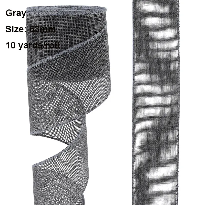 10 meter 63mm säckvävsband trådband enfärgat tygband för gör-det-själv-pyssel julklappsband krans festdekor: Mässing
