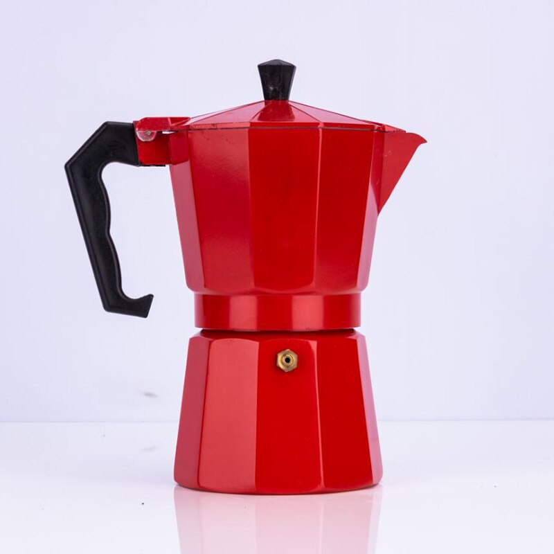 Cafetera italiana mocha, cafetera de 9 tazas, 12 tazas, cafetera de horno de aluminio, utensilios de cocina, electrodomésticos de despensa: red color 6cups