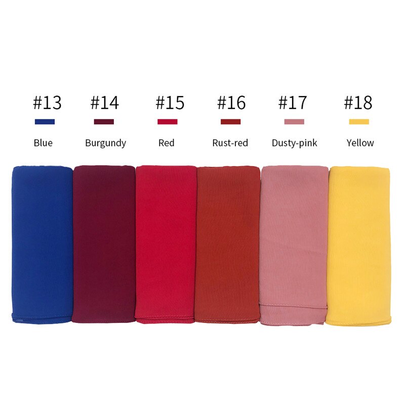 crêpe mousseline hijab écharpe magnifique solide foulards musulmans 10 pièces rides foulards de
