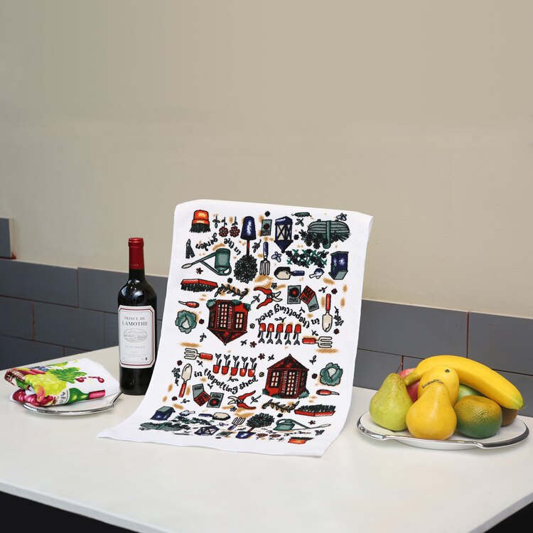 5 pçs/set chá towel absorvente lavagem towel cozinha pano de microfibra de limpeza pano de lavagem de fibra reativa impressão towel towel