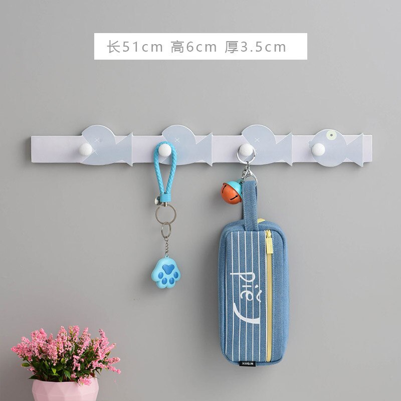 Decoración de la casa de madera de dibujos animados clave Perchero de pared percha de la habitación de los niños percha decorativa gancho WY