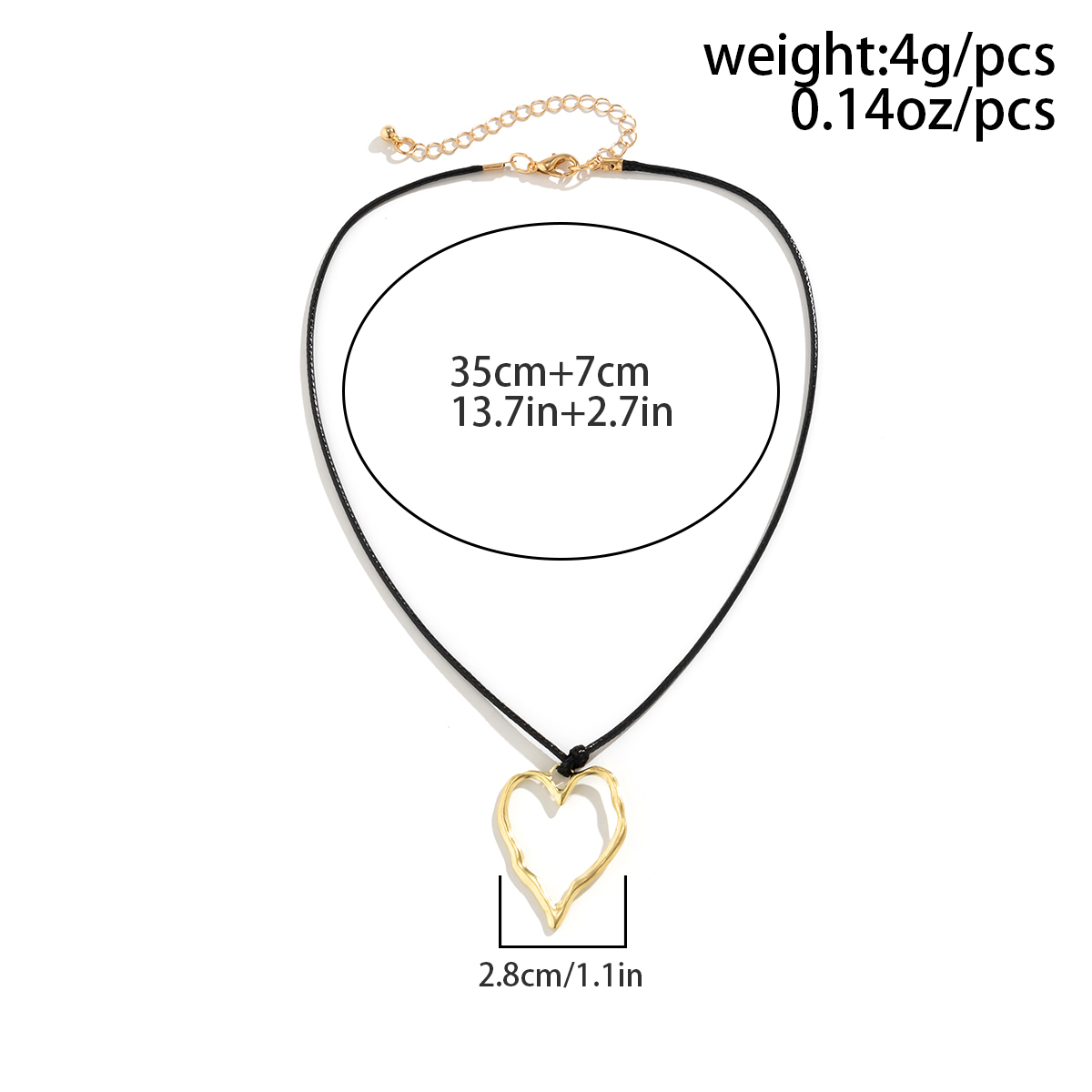 Ingemark-collar de cadena de cordón de cera trenzada de cuero negro Vintage para mujer, Gargantilla con colgante de corazón de amor calado gótico, joyería Y2k nueva