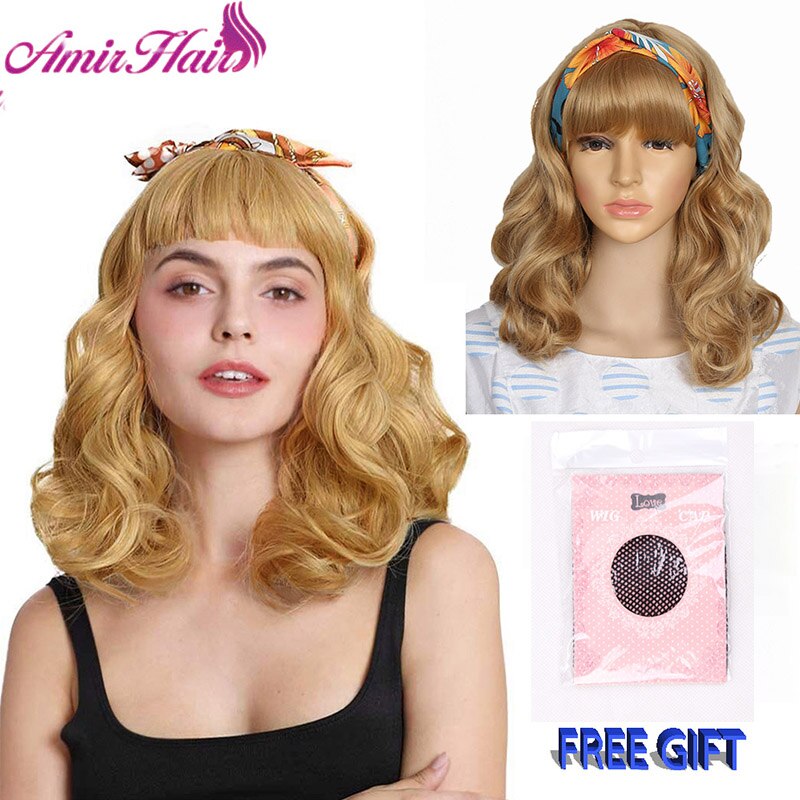 Amir Body Wave Synthetic Wigs With Bangs Medium Length Bob Hairstyle Cosplay Wigs For White/Black Women Heat Resistant Fiber: #27