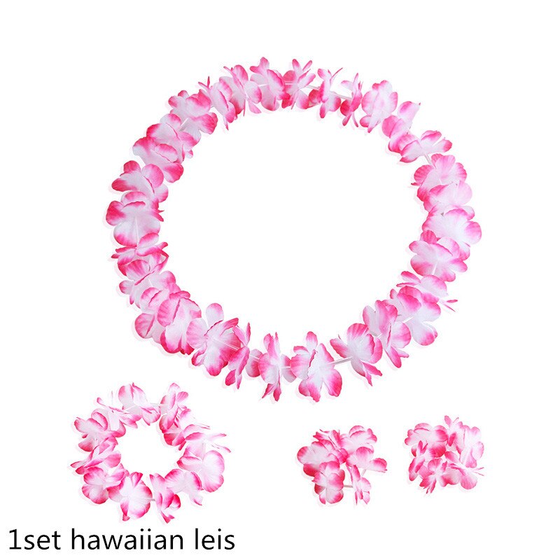 4-10pcs Hawaiian Party Artificial Flowers leis Garland Necklace DIY Dress Accessories Hawaii Beach Luau Summer Party Decor: F03