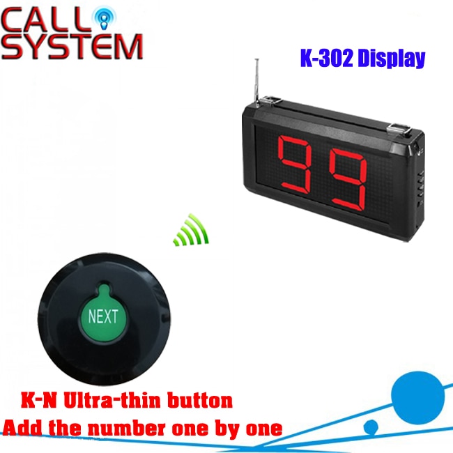 Wachtrij Oproepsysteem met K-N Ultra-dunne knop kan voeg de nummer een en K-302 display