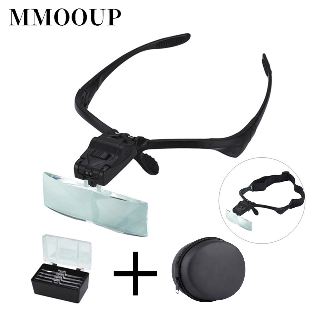 1.0/1.5/2.0/2.5/3.5X Vergrootglas Eye Reparatie Vergrootglas 2 Led Light Glazen Loupe Optische Lens hoofdband Vergrootglazen