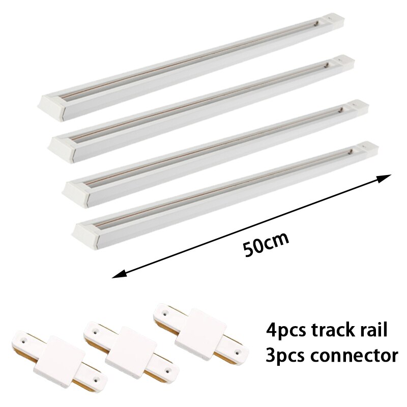 Black/white 0.5M 1M Led Track Rail 220V Aluminum Led Track Light Rails Straight/L Shape Connectors for Track Rail Spotlight: 4pcs 0.5m track8