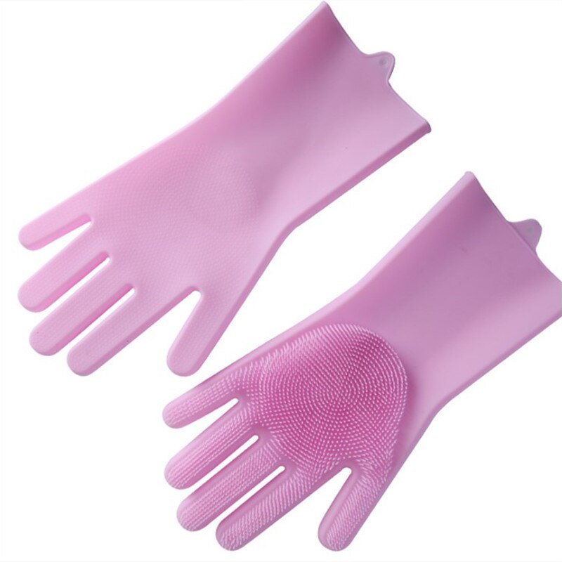 Gants en Silicone pour la cuisine, 1 paire de gants de nettoyage magiques pour la vaisselle et l'entretien de la maison: pink