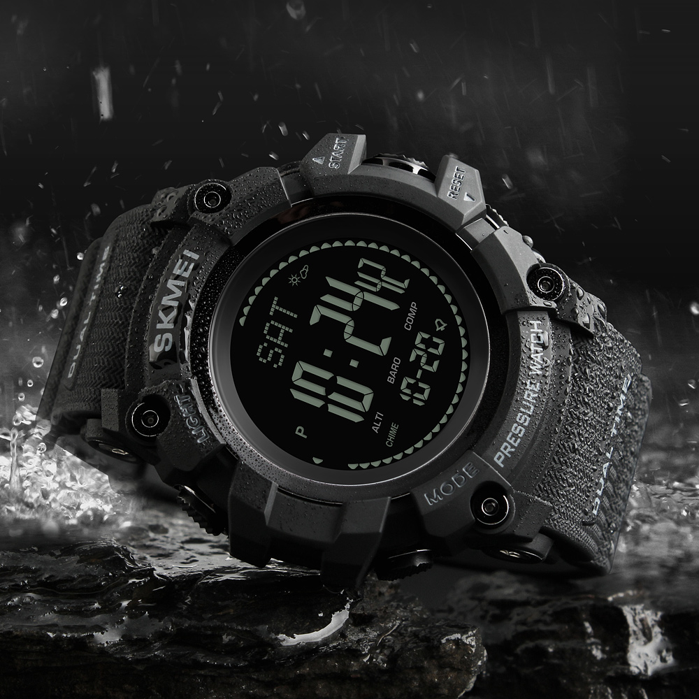 SKMEI Herren Sport Uhren Stunden Schrittzähler Kalorien Digitale Uhr Höhenmesser Barometer Kompass Thermometer nasser Männer Uhr