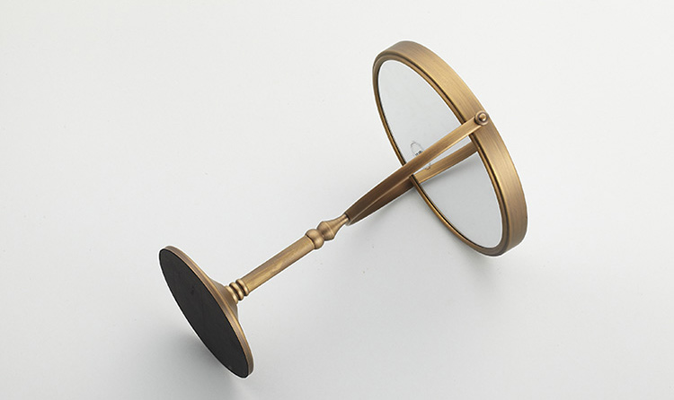 Double Sided 1X/3X Bathroom Magnifying Makeup Mirror Retractable Folding Arm Wall Mounted Dresser Round Mirror Rustic Brass