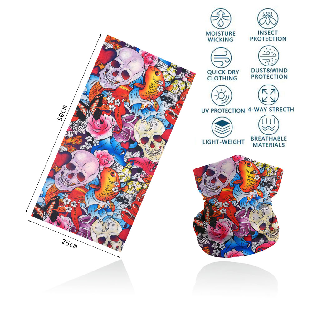 Ademend Schedel Halsbeenkap Voor Fietsen Wandelen Vissen Uv-bescherming Quickdry Zwart Bandana Mannen Vrouwen Art Printing Sjaal: Army Green