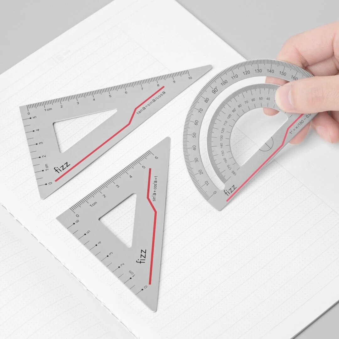 Youpin 4 in 1 fizz metall-lineal-schreibset aus aluminiumlegierung, multifunktionales kombinationslineal, dreieck und winkelmesser zum zeichnen