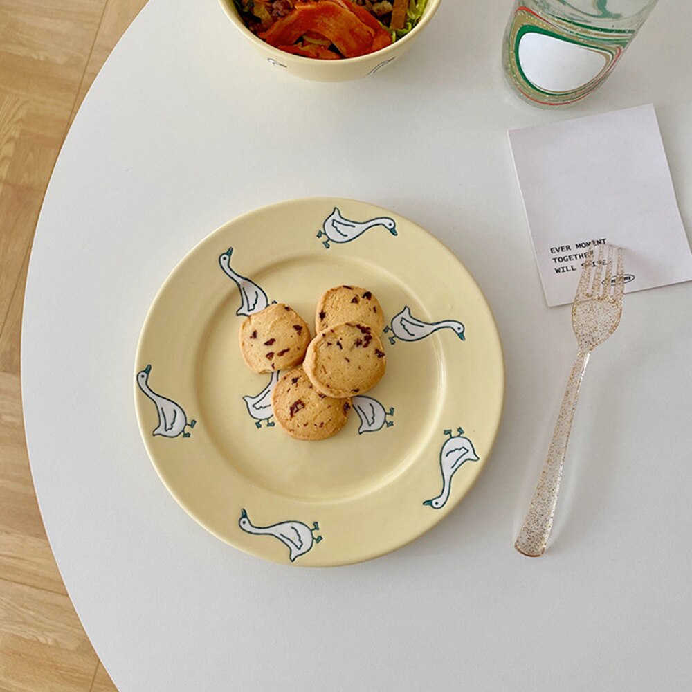 Assiettes à salade rondes en céramique, bol en céramique de dessin animé, assiette Vintage, Dessert Fruits Snacks, supports d'assiettes de mariage pour gâteaux, vaisselle de cuisine: Saucer