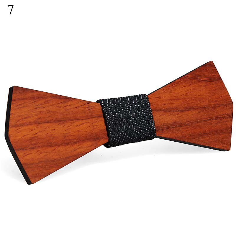 Pajarita de madera de para hombres Unisex ahuecado tallado Retro de madera para cuello corbatas correa ajustable Vintage moño estilo bigote: 7