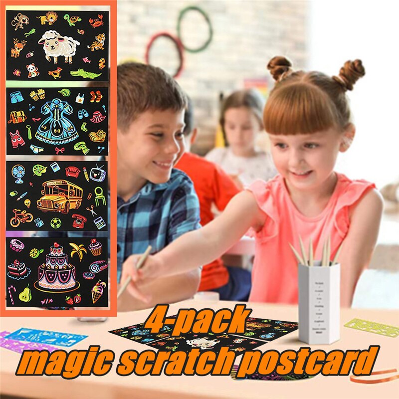 Rainbow Scratch It Scratch Art - Children's Rainbow Scratch Card Magic Pictures