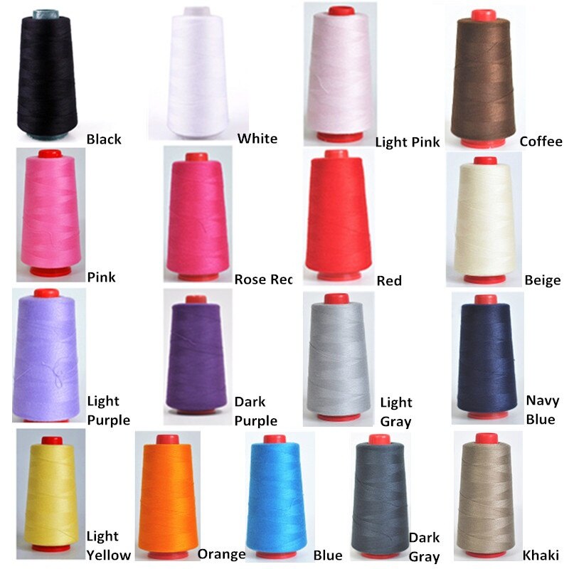 17 Colors 3000 Yards Overlocking Sewing Machine Industrial Polyester Thread Metre Cones