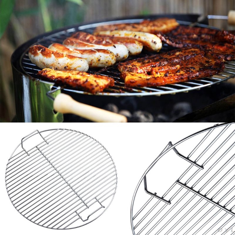 Rund nonstick varmebestandighed rustfrit stål grill mesh grill gitter net køkken madlavning udendørs camping værktøj