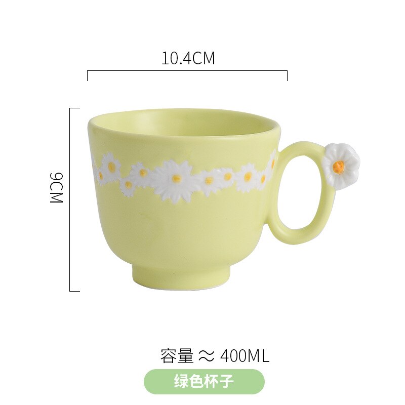 Ceramic Tableware Dishes And Plates Sets Small Daisy Underglaze Home Dinner Food Salad Bowl Western Cup Dessert Steak Tray Plate: Yellow cup