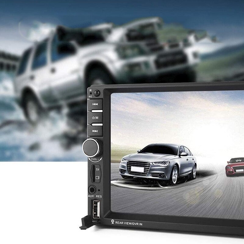 Car MP5, 7060B 7Inch HD TFT Screen Bluetooth Car MP5 Video Player FM Radio AUX USB Rear View Camera with Remote Control