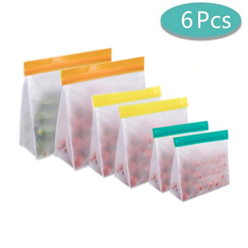 Wielokrotnego użytku worki robić zamrażarki na obiad podstawka w górę przechowywanie żywności torby Organizer robić kuchni szczelne torby robić przechowywania świeżego schowek silikonowy: 6szt