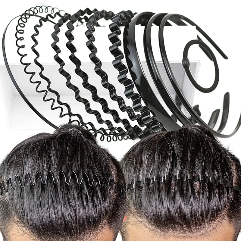 6 stks Wave Heren Vrouwen Unisex Zwart Golvend Haar Hoofd Hoepel Band Sport Hoofdband Haarband Hoofddeksels Haaraccessoires