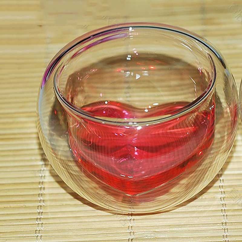Couple Heart-shaped Heat-resistant Tea Cup Double Glass High Borosilicate Double Glass For Valentine's Day