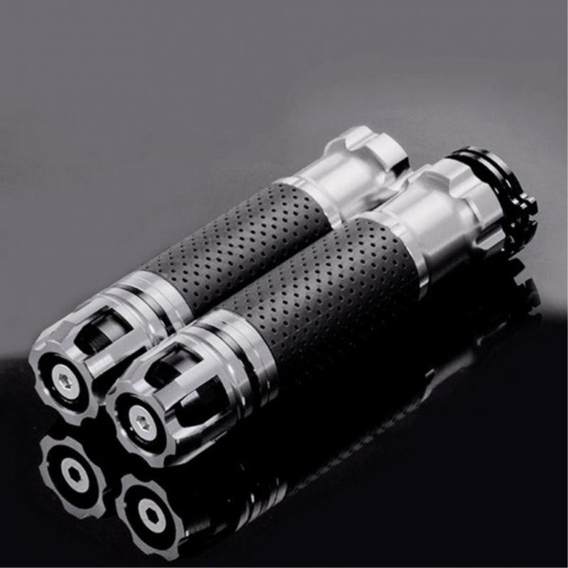 Motorcycle Accessories CNC Handlebar Grips Handle Grip Handle Bar Motorcycle Grips For Honda Kawasaki Yamaha Suzuki Hyosung: silver