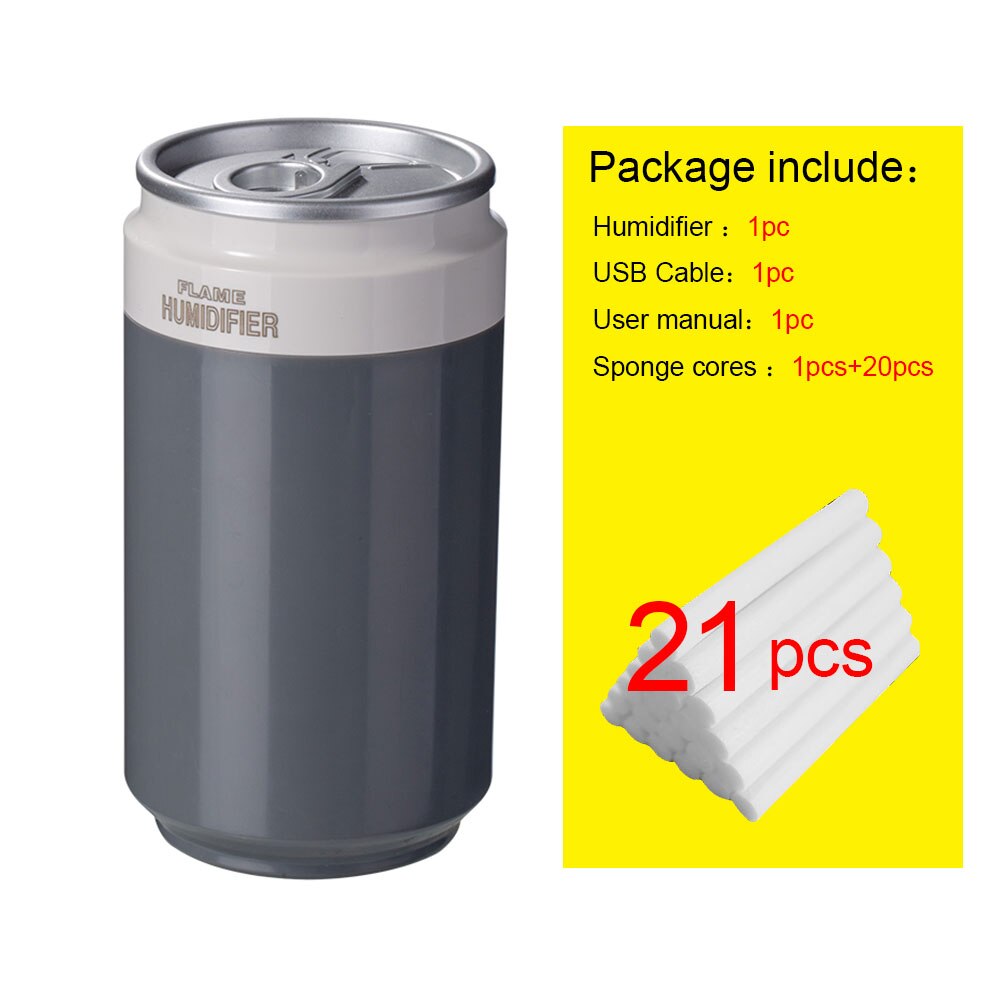 Bezprzewodowy nawilżacz powietrza sypialnia Mini wyciszenie ultradźwiękowy generator pary USB dyfuzor oczyszczacz 800mAh Rechargeabl generator chłodnej mgiełki do samochodu: Grey-21sponge core