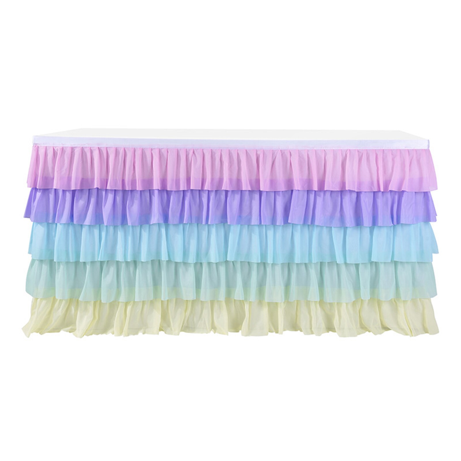 Gradient Tulle Table Skirt for Tables in any Shapes 5 Layered Ruffle Table Skirt for Wedding Party 6/9/14 FT. USJ99